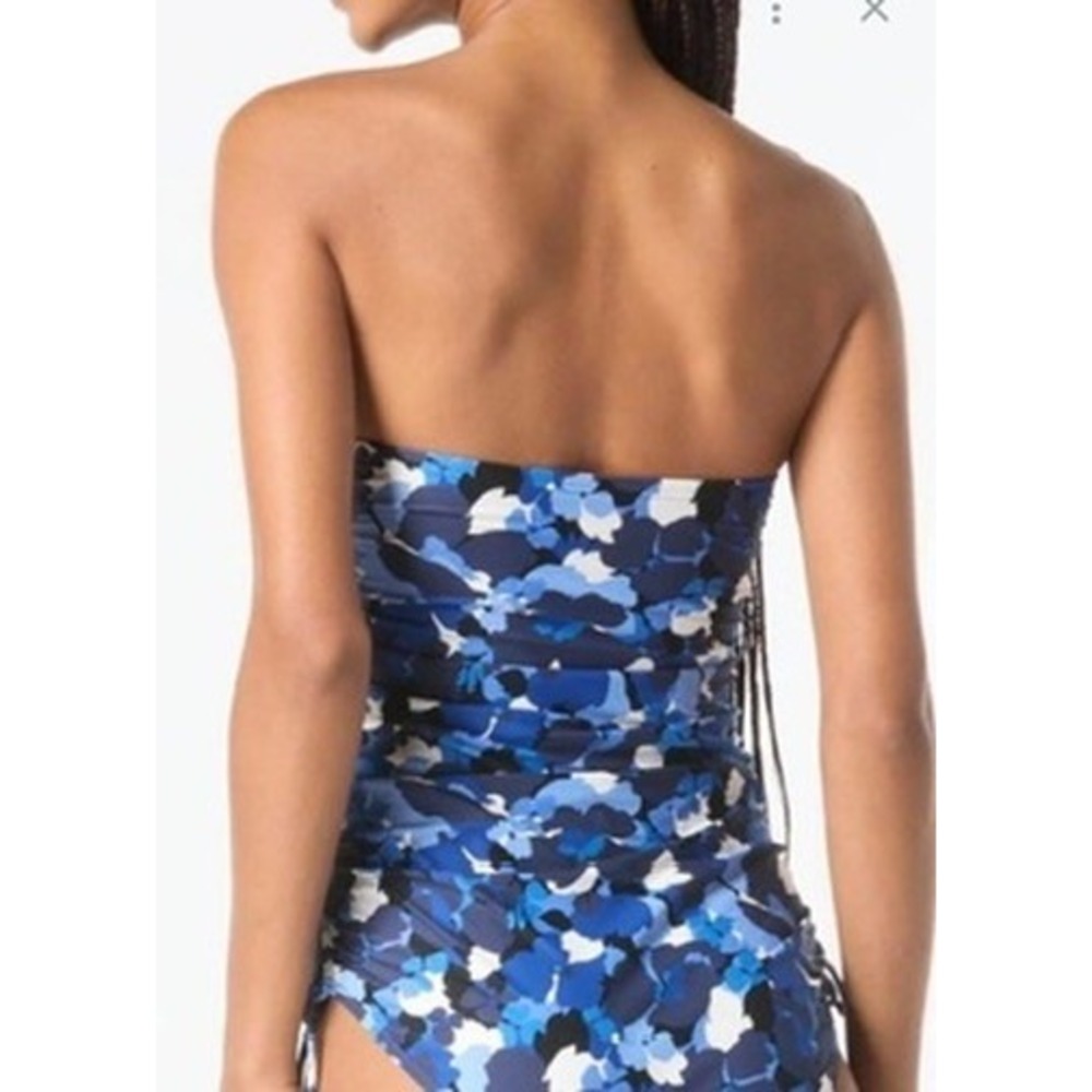 NWT Michael Kors Tankini Top Womens Blue Floral Halter Keyhole XS $102 - Picture 2 of 8
